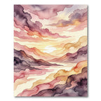 Mauve Pink Watercolor Mountain Sunset Rug