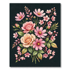 Elegant Pink Floral Botanical Bouquet Rug