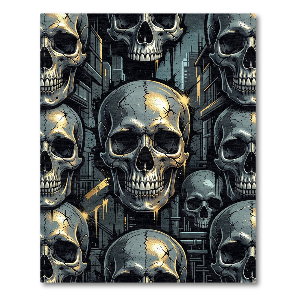 Gothic Urban Skull Concrete Street Art Rug