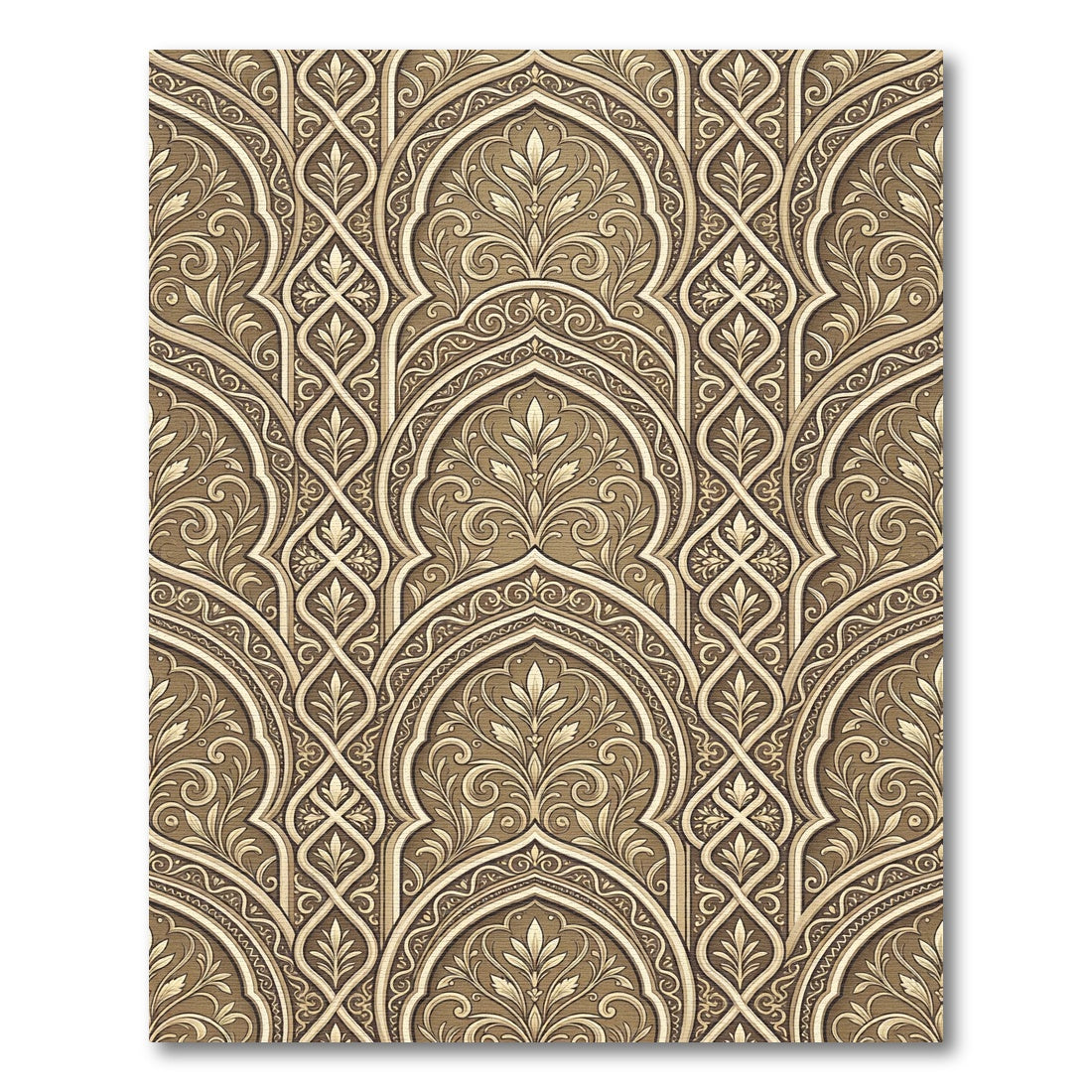 Golden Archway Filigree Damask Scroll Rug