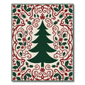 Festive Green Tree Holly Border Rug
