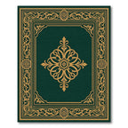 Dark Green Gold Frame Medallion Rug