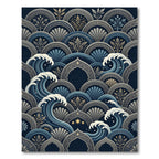 Indigo Wave Sea Shell Arched Accents Rug