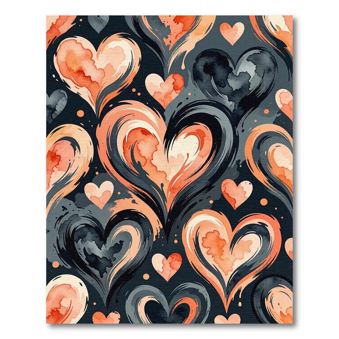 Coral Pink Watercolor Heart Swirls Rug