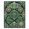 Ornate Green Floral Cartouche Rug