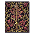 Gilded Crimson Foliage Ornate Scroll Rug