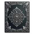Ornate Silver Damask Charcoal Medallion Rug