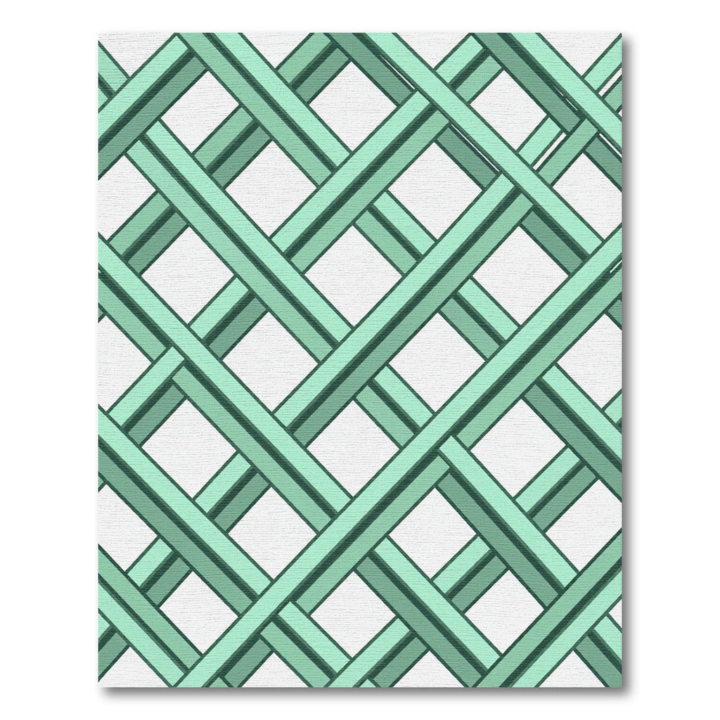Mint Green Geometric Lattice Grid Rug