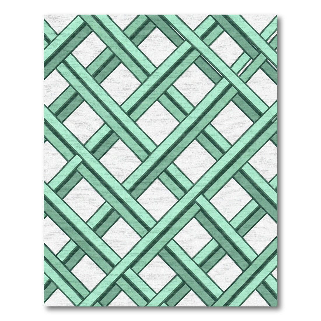 Mint Green Geometric Lattice Grid Rug