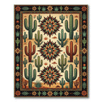 Terracotta Southwestern Cactus Star Medallion Rug