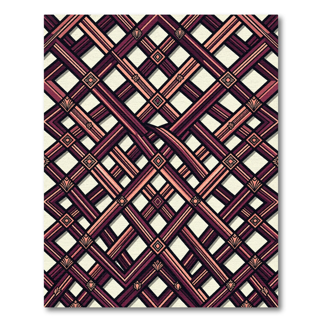 Crimson Lattice Quatrefoil Deco Rug