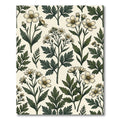 Vintage Botanical Green White Wildflower Meadow Rug