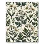 Vintage Botanical Green White Wildflower Meadow Rug