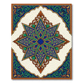 Ornate Teal Blue Golden Star Medallion Rug