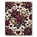 Romantic Crimson Rose and Heart Bouquet Rug