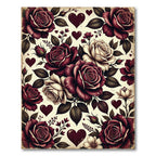 Romantic Crimson Rose and Heart Bouquet Rug