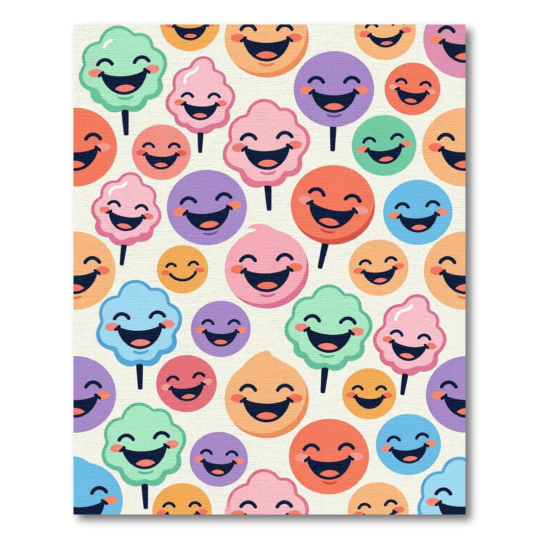 Cheerful Pastel Candy Emoji Seamless Art Rug