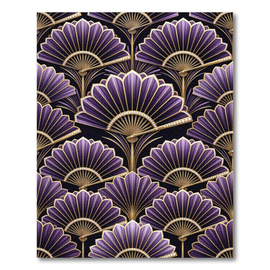Rich Purple Gold Fan Art Deco Rug