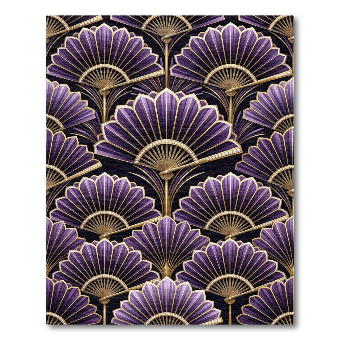 Rich Purple Gold Fan Art Deco Rug