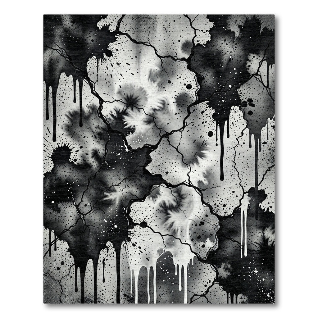 Abstract Drip Splatter Cracked Ink Rug