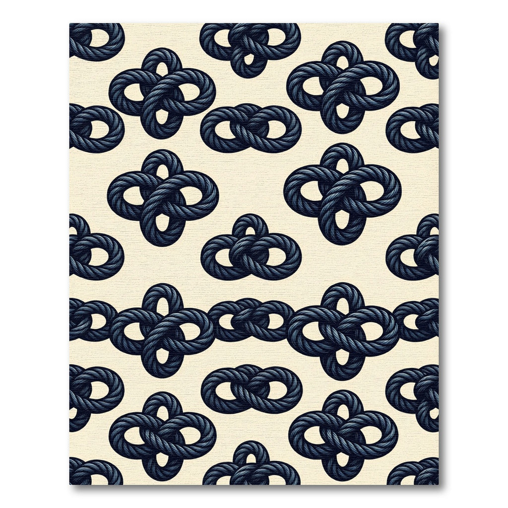 Navy Rope Nautical Knot Pattern Rug