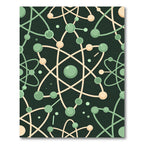 Minimalist Sage Green Atomic Orbit Illustration Rug