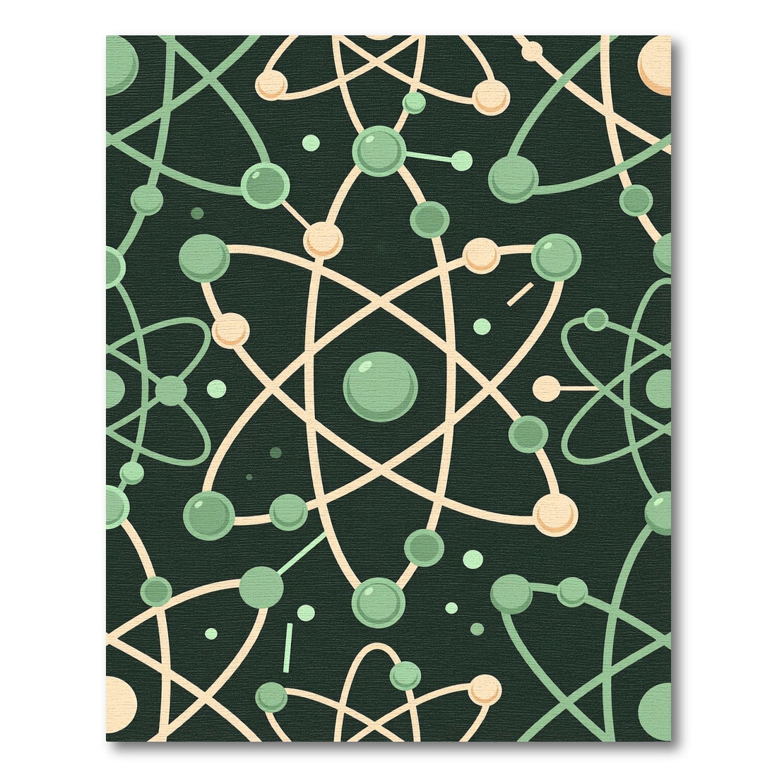 Minimalist Sage Green Atomic Orbit Illustration Rug