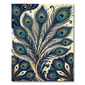 Elegant Navy Peacock Feather Art Deco Rug