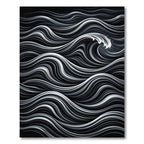 Monochrome Abstract Wave Motion Rug