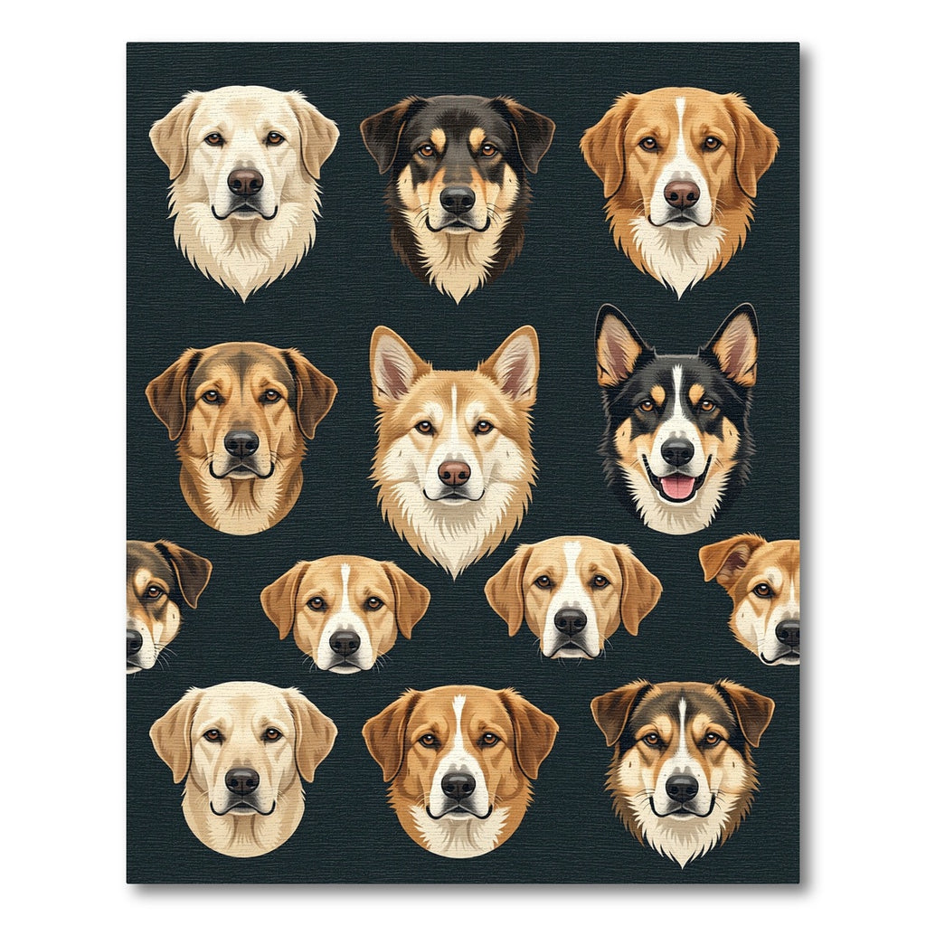 Artisanal Golden Retriever Portrait Grid Rug