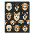Artisanal Golden Retriever Portrait Grid Rug