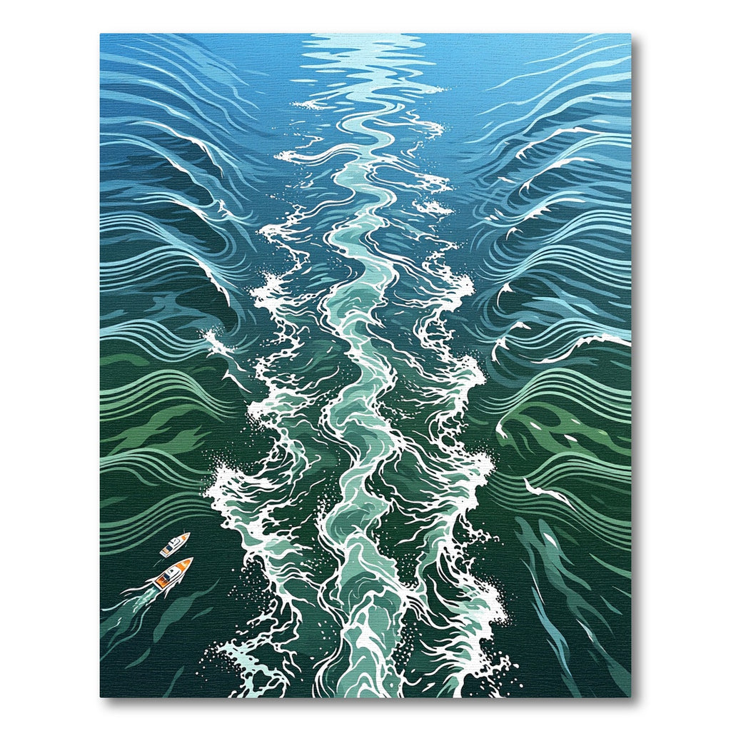Abstract Teal Ocean Wake Swirls Rug