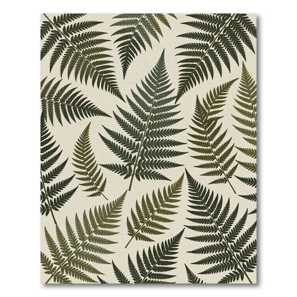 Forest Green Fern Leaf Art Rug