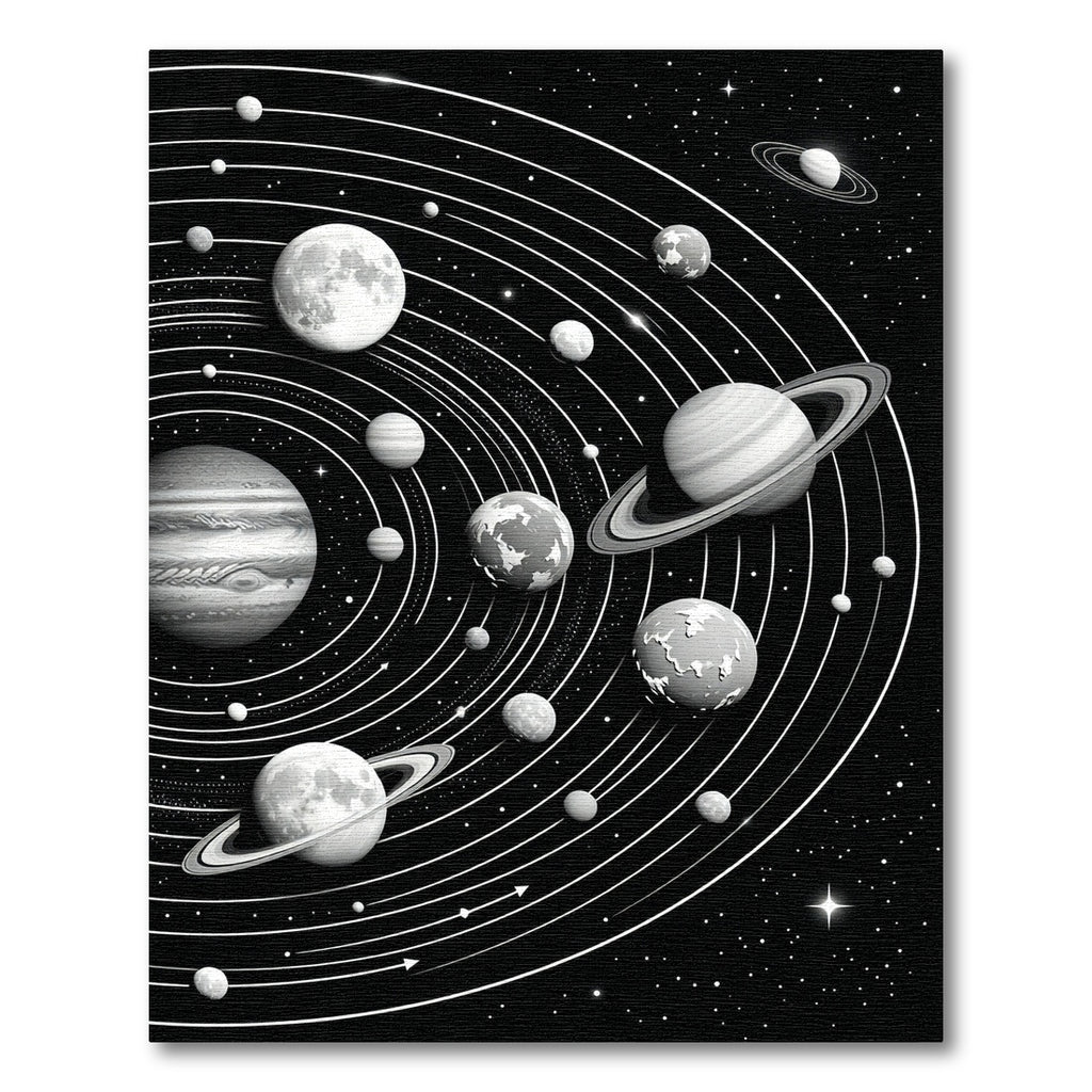 Monochromatic Cosmic Solar System Galaxy Art Rug