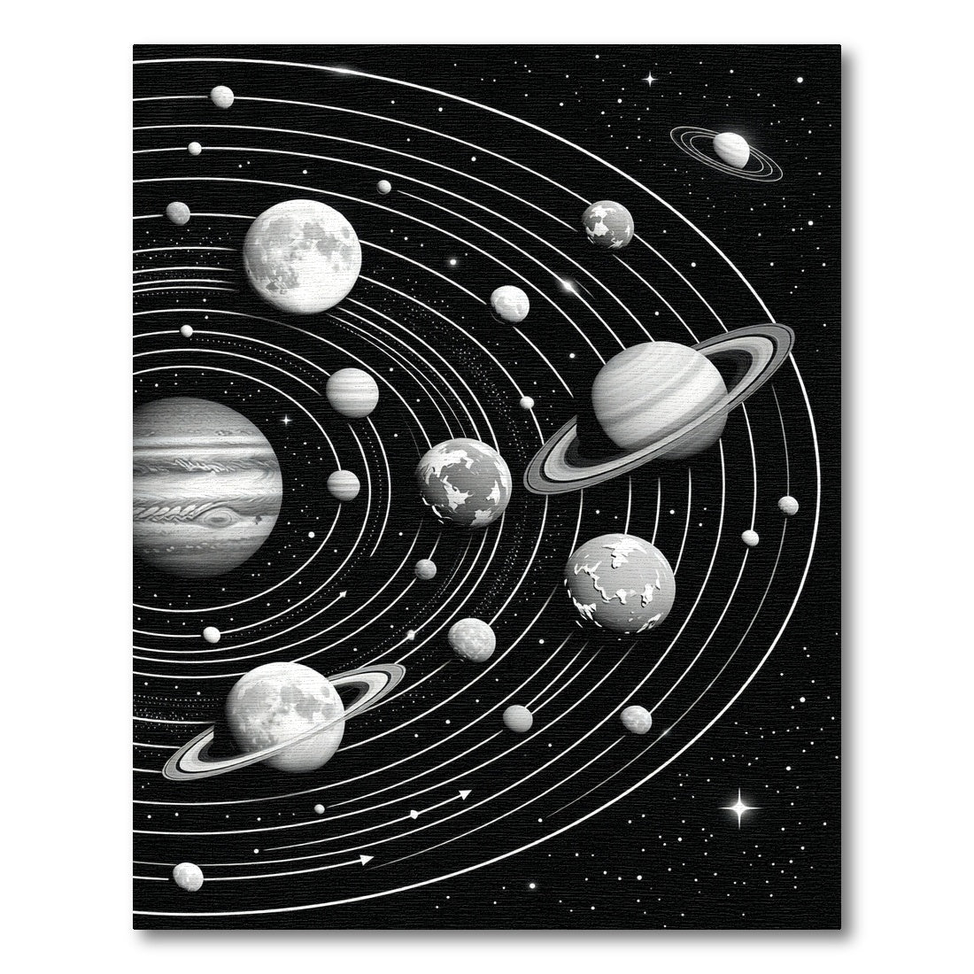 Monochromatic Cosmic Solar System Galaxy Art Rug
