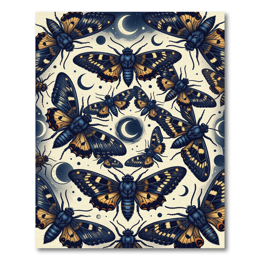 Celestial Midnight Moth Lunar Art Rug