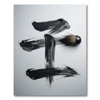 Abstract Black Ink Brush Strokes Rug
