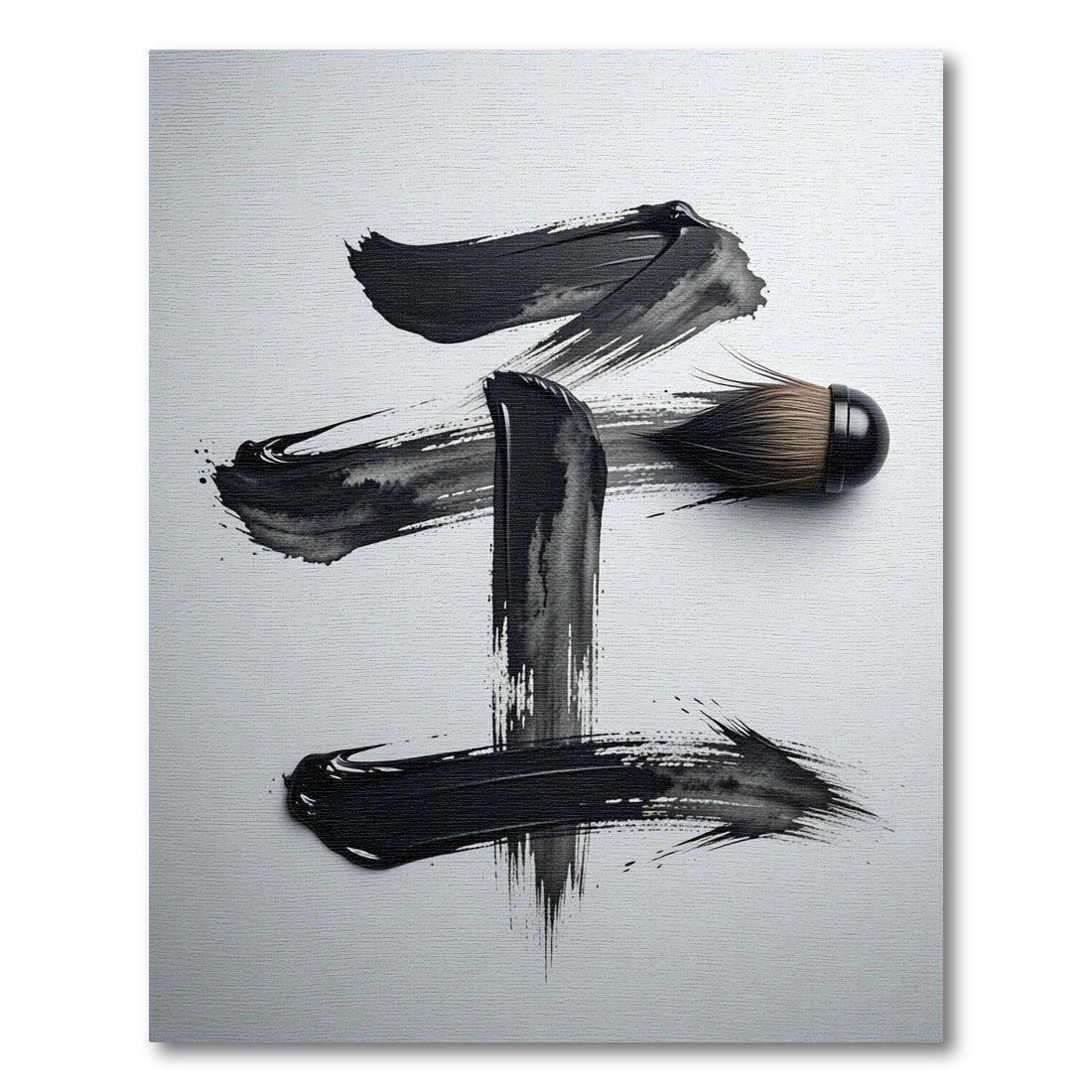 Abstract Black Ink Brush Strokes Rug