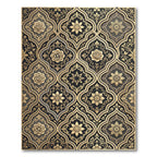 Elegant Gold Rose Damask Medallion Rug