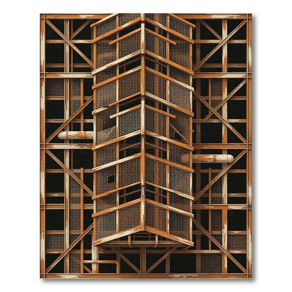 Industrial Rusty Metallic Grid Texture Rug