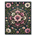 Vintage Dusty Rose Floral Star Medallion Rug