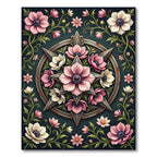 Vintage Dusty Rose Floral Star Medallion Rug