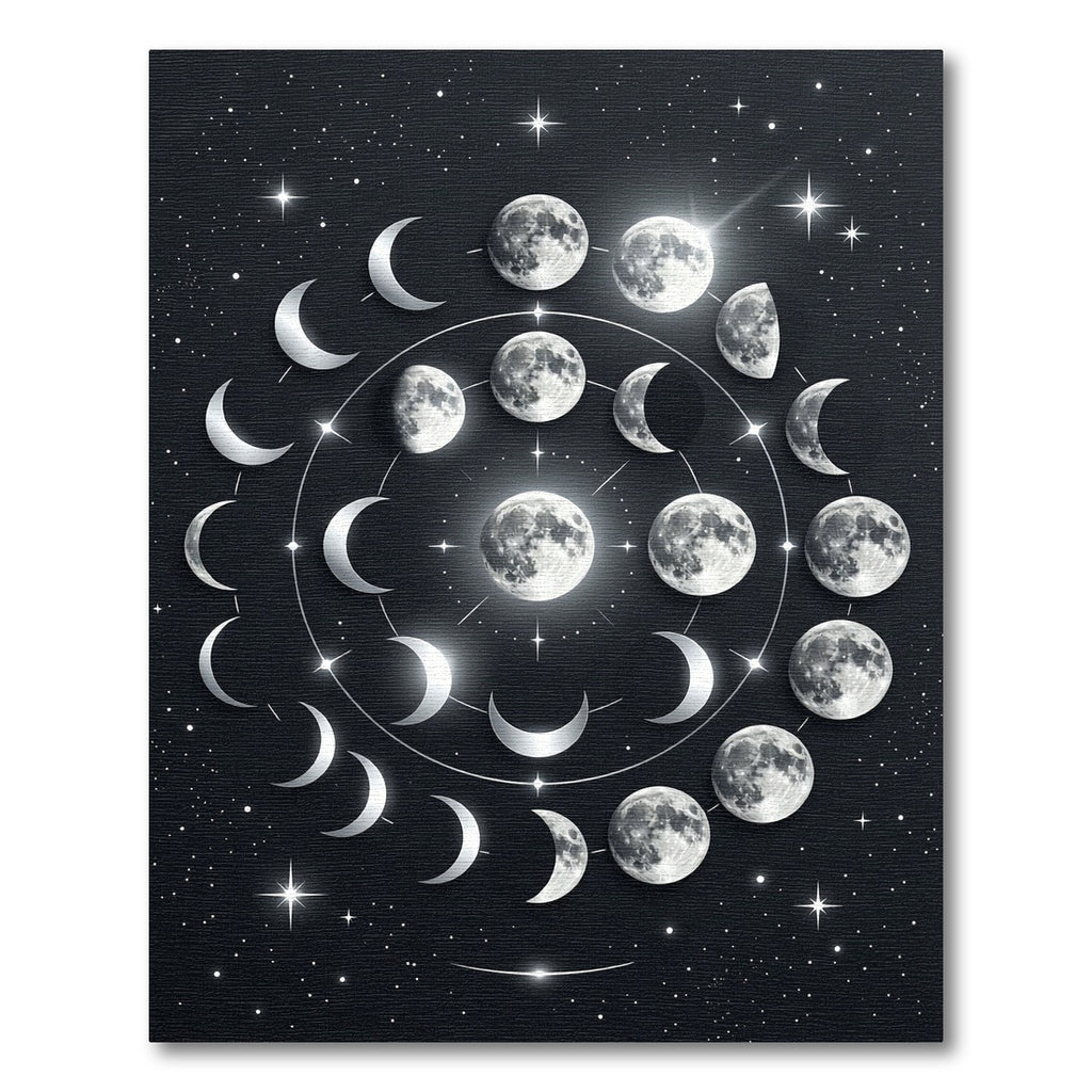Celestial Lunar Phase Monochrome Area Rug