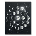 Celestial Lunar Phase Monochrome Area Rug