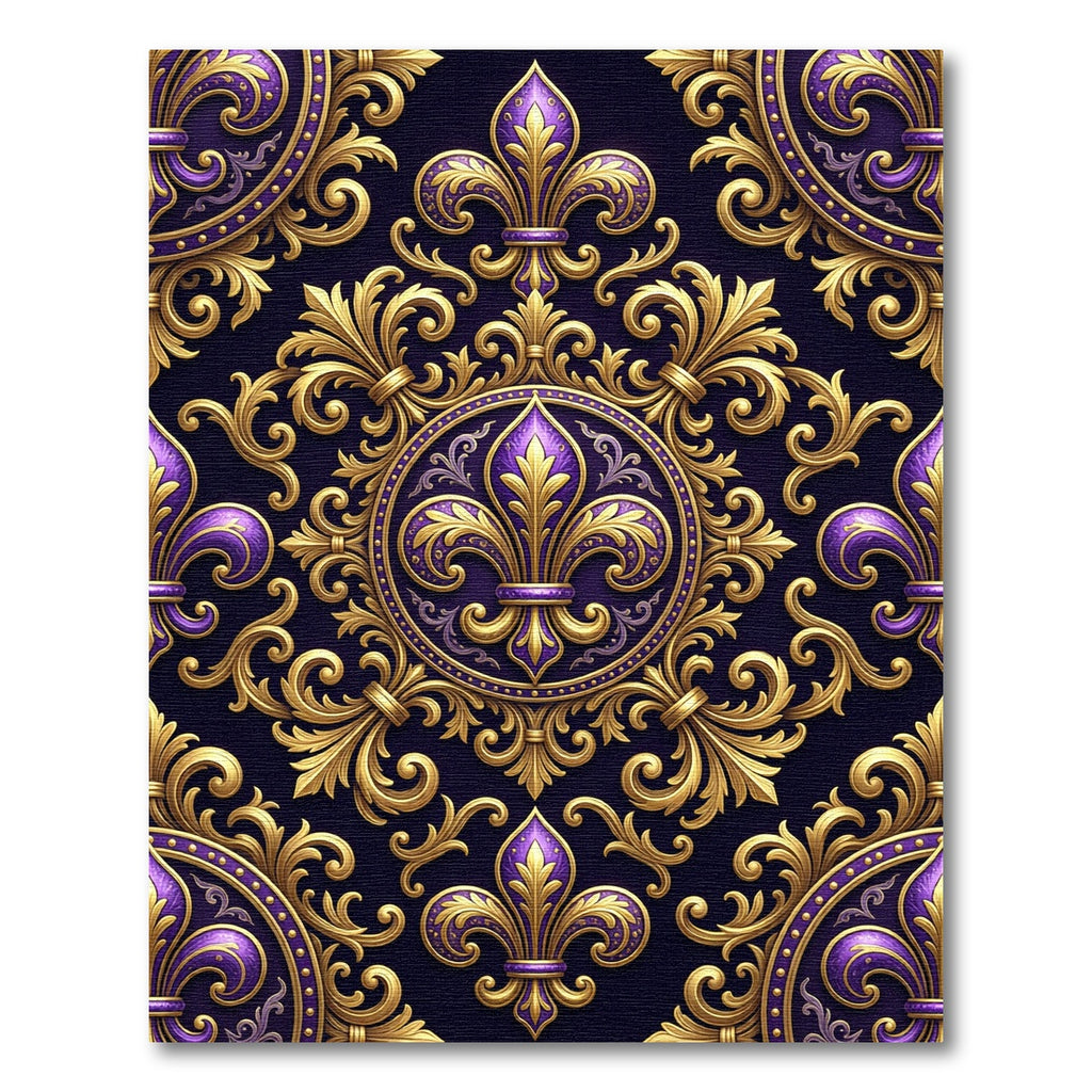Royal Purple Fleur de Lis Gold Rug