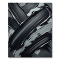Modern Monochrome Abstract Charcoal Brush Strokes Rug
