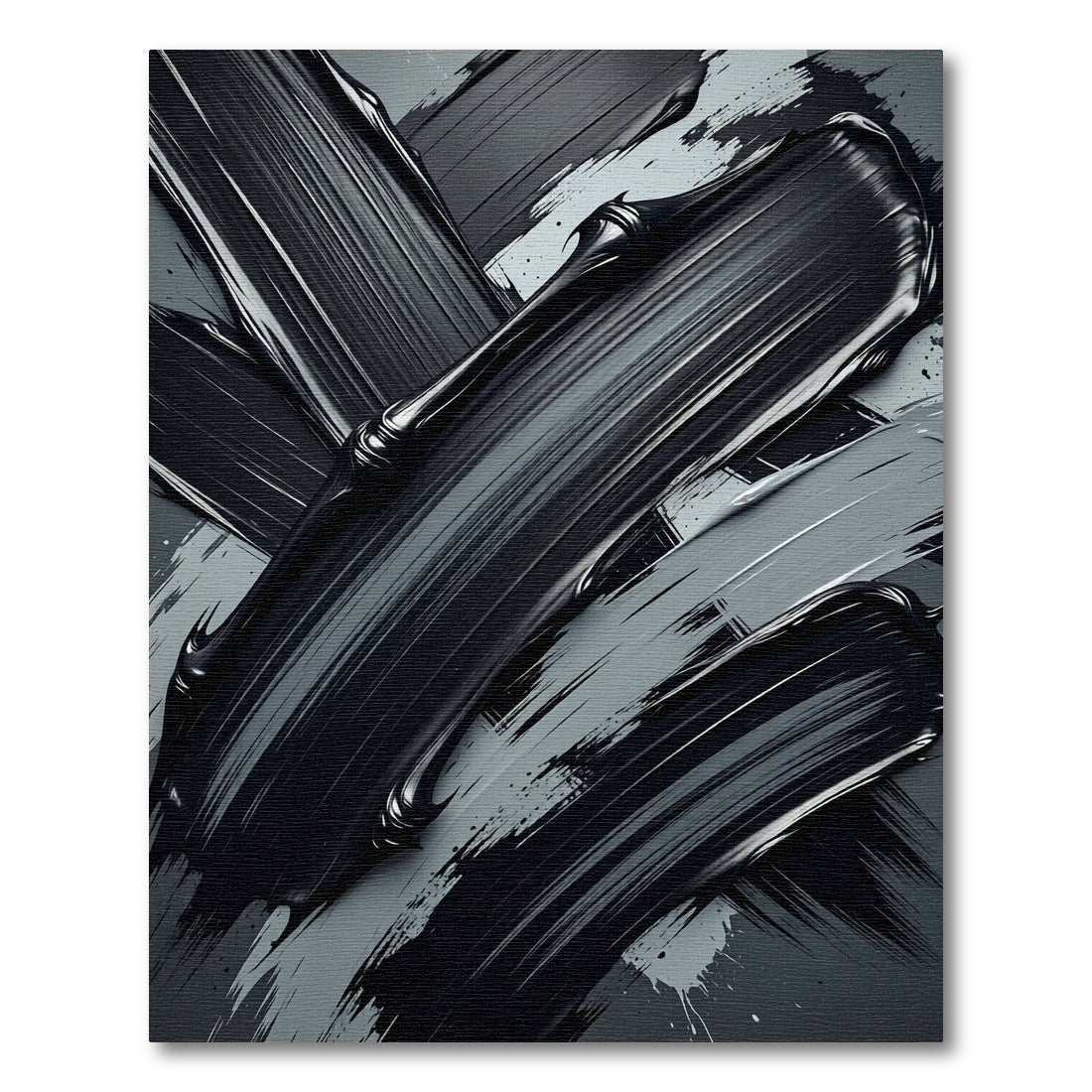Modern Monochrome Abstract Charcoal Brush Strokes Rug