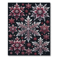 Crimson White Snowflake Winter Array Rug