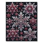 Crimson White Snowflake Winter Array Rug