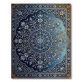 Elegant Navy Floral Medallion Flourish Rug